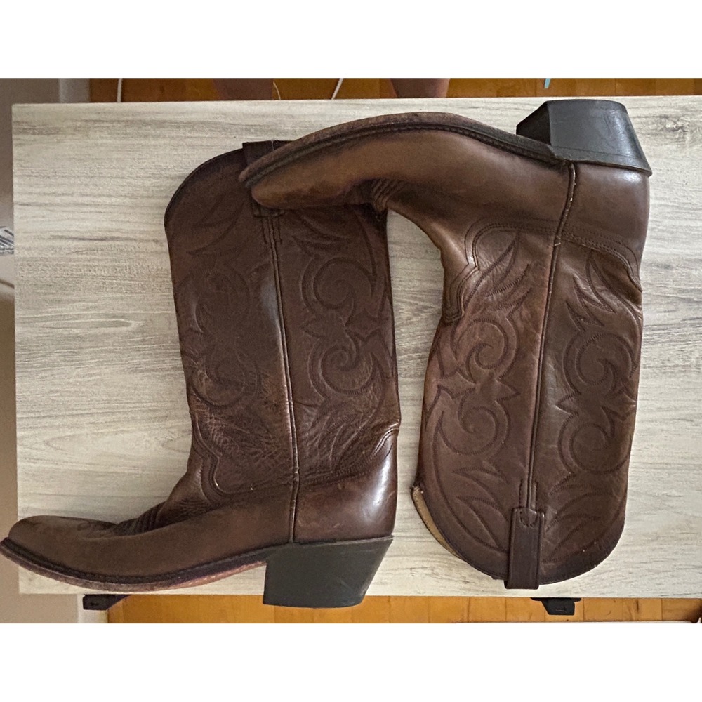 Nocona Boot Company Vintage Western Cowboy Boots Leather 9 D Brown Americana
